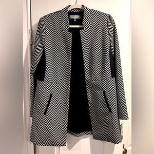 Kasper Blazer Vintage Bordeaux Black Ivory Chevron Sz 8 NWT MSRP $149